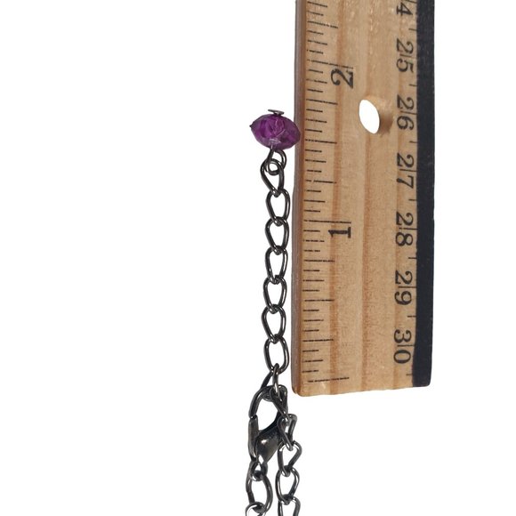 Womens Necklace Jewelry 20 Inch Purple Acrylic Plastic Gem Costume Colorful - Picture 7 of 7